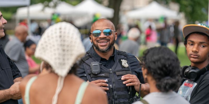 SHPD officer with residents