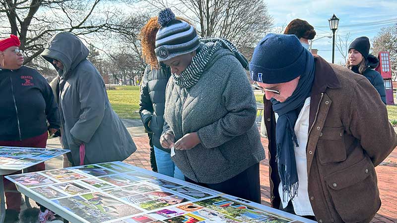 Residents at community engagement event for Hildana Park improvements