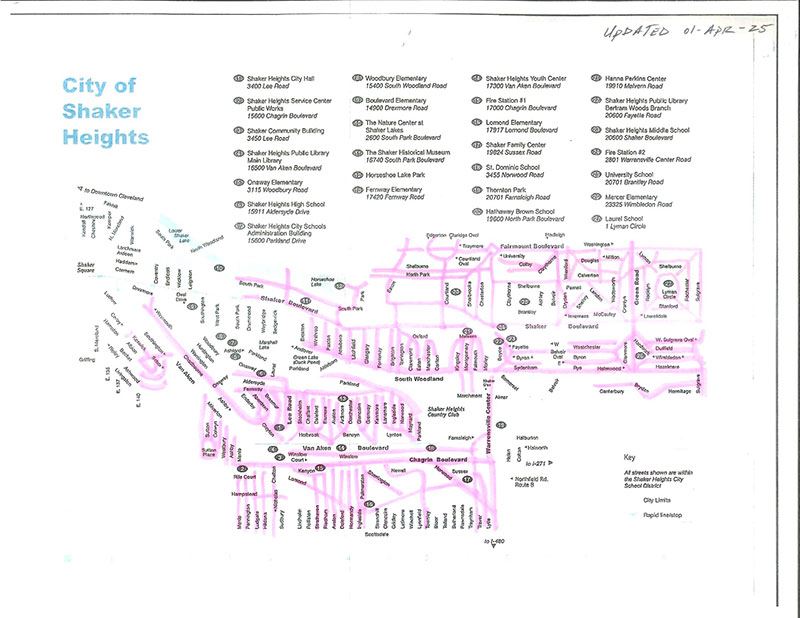Map of line clearance work in Shaker for 2025