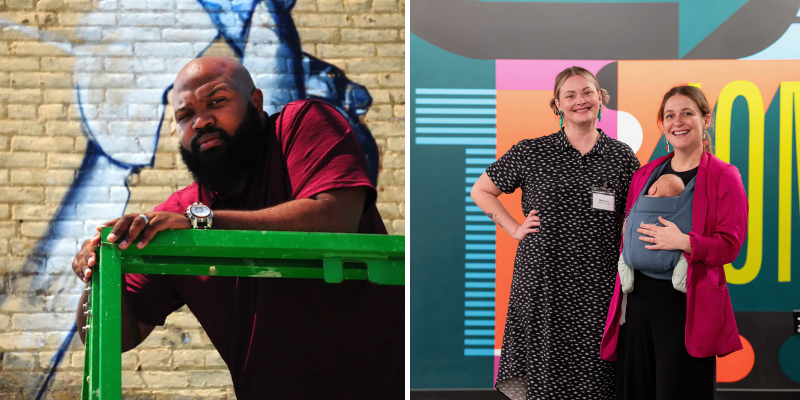 Artists selected for the Lee Rd. Mural Project (from left): Darius Steward and Kim Lavery and Roni C