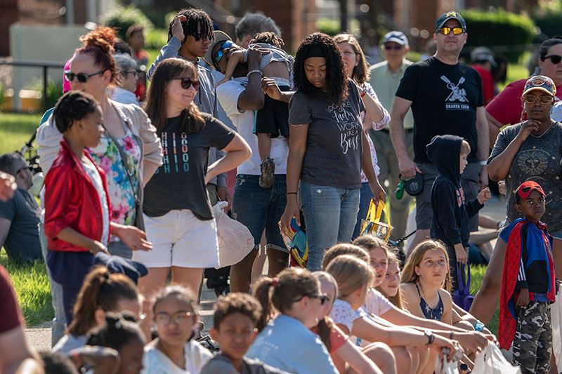 Parade watchers at the 2023 Memorial Day parade in Shaker Heights