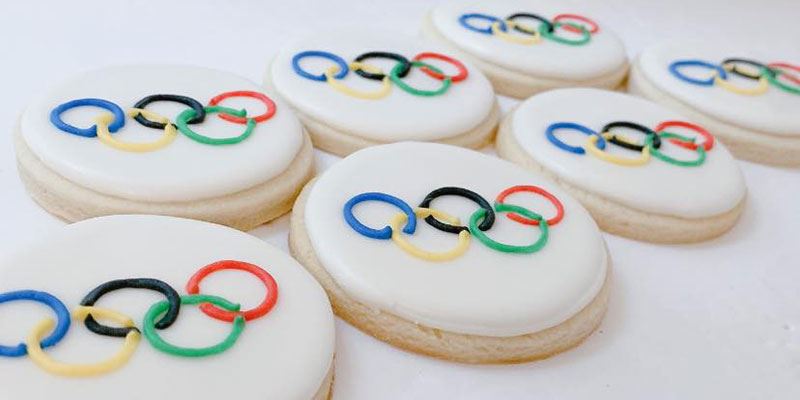 Cookies with Olympic rings by Sugar Arts Bakehouse